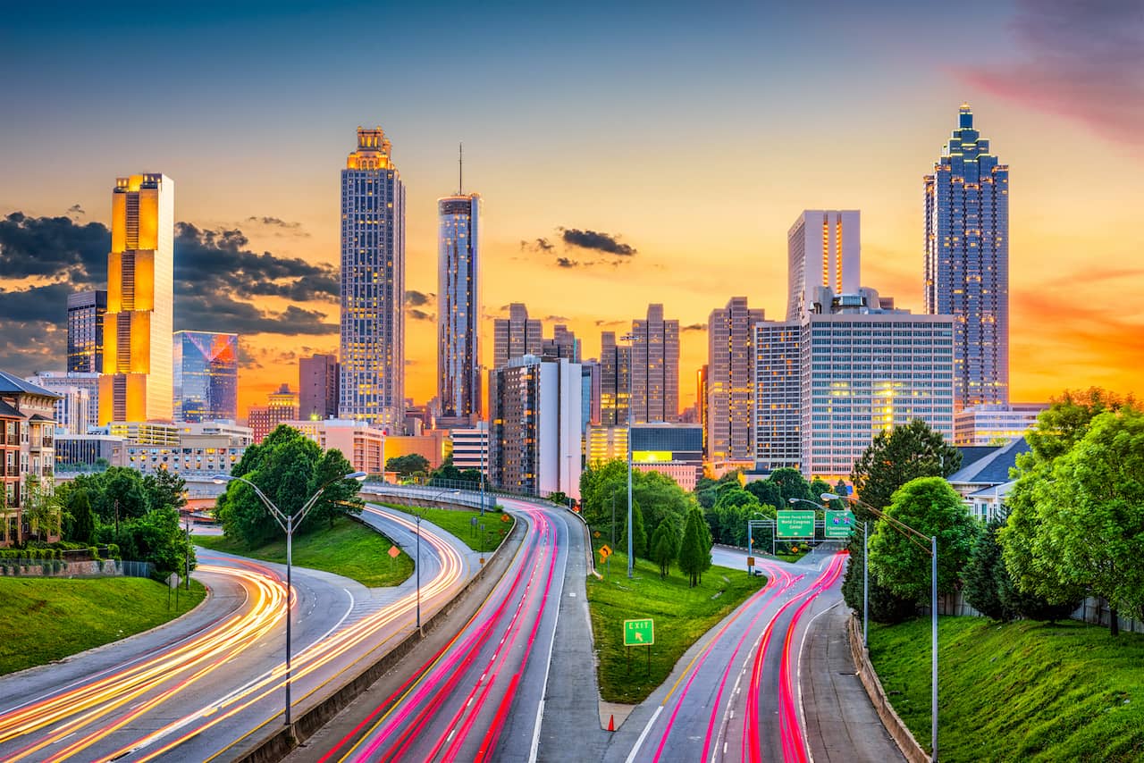Downtown Atlanta Georgia and surrounding freeways.