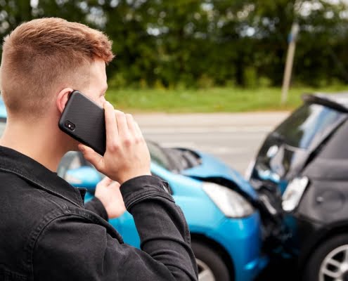 Man on the phone with car insurance company