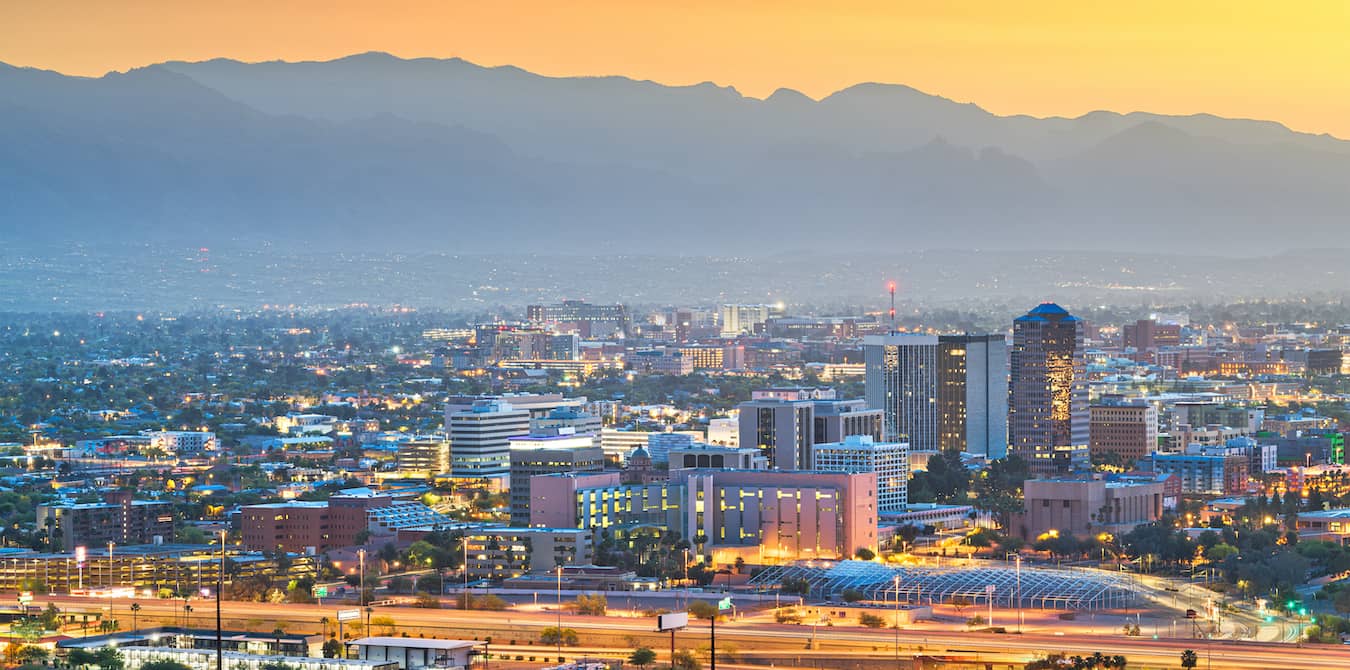 downtown Tucson and surrounding mountains