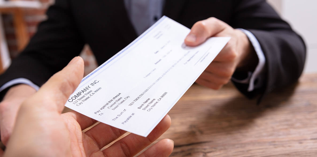 beneficiary receiving a check